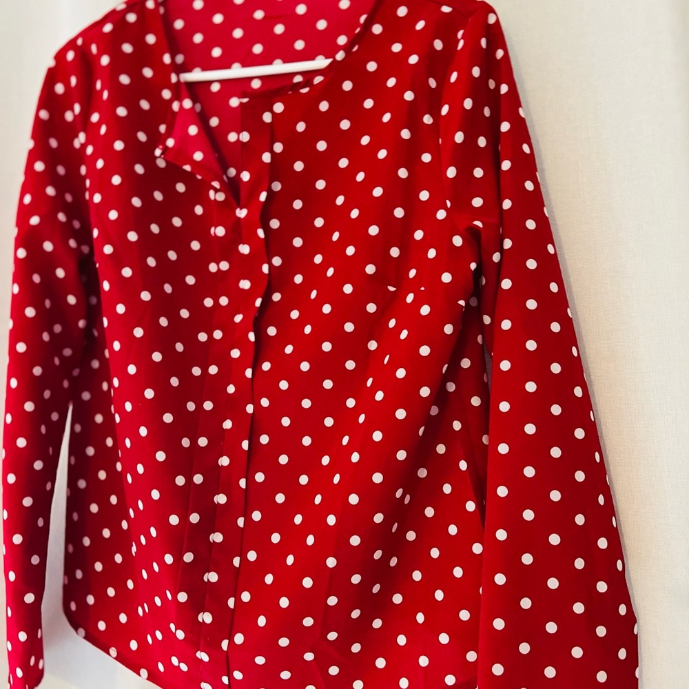 Red polka dot blouse